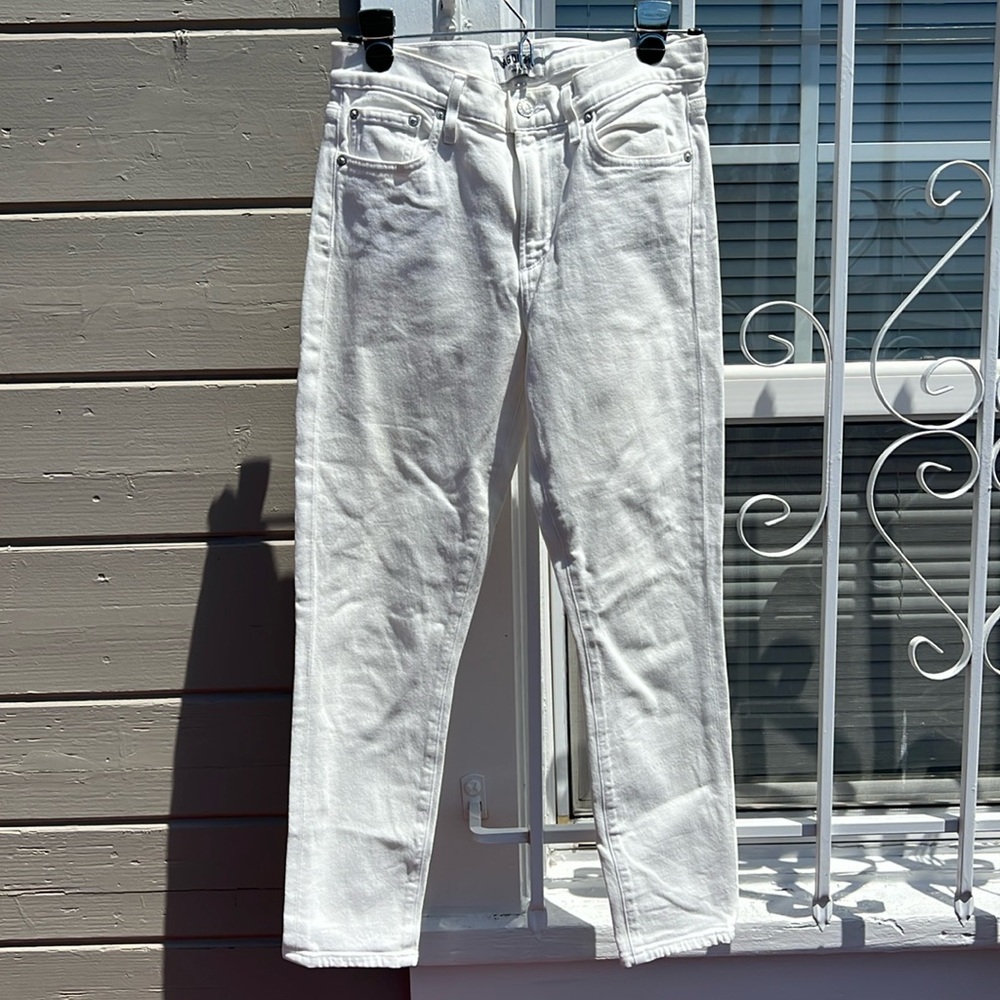 AGOLDE | Sophie Crop White Cotton Skinny Jeans, Made in Los Angeles